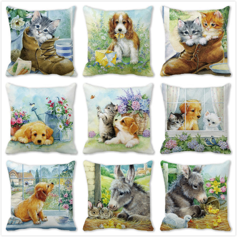 Merry Christmas Cute Animal Cute Cat Encrypted Peach Skin Home Decoration Sofa Cushion Pillow ZT422
