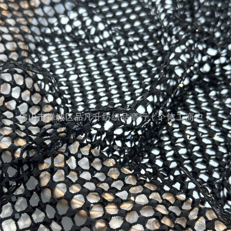 Fabricantes de venta al por mayor tortuga de vidrio caliente taladro tela de malla elástica cena de fiesta espectáculo de escenario tela de vestido