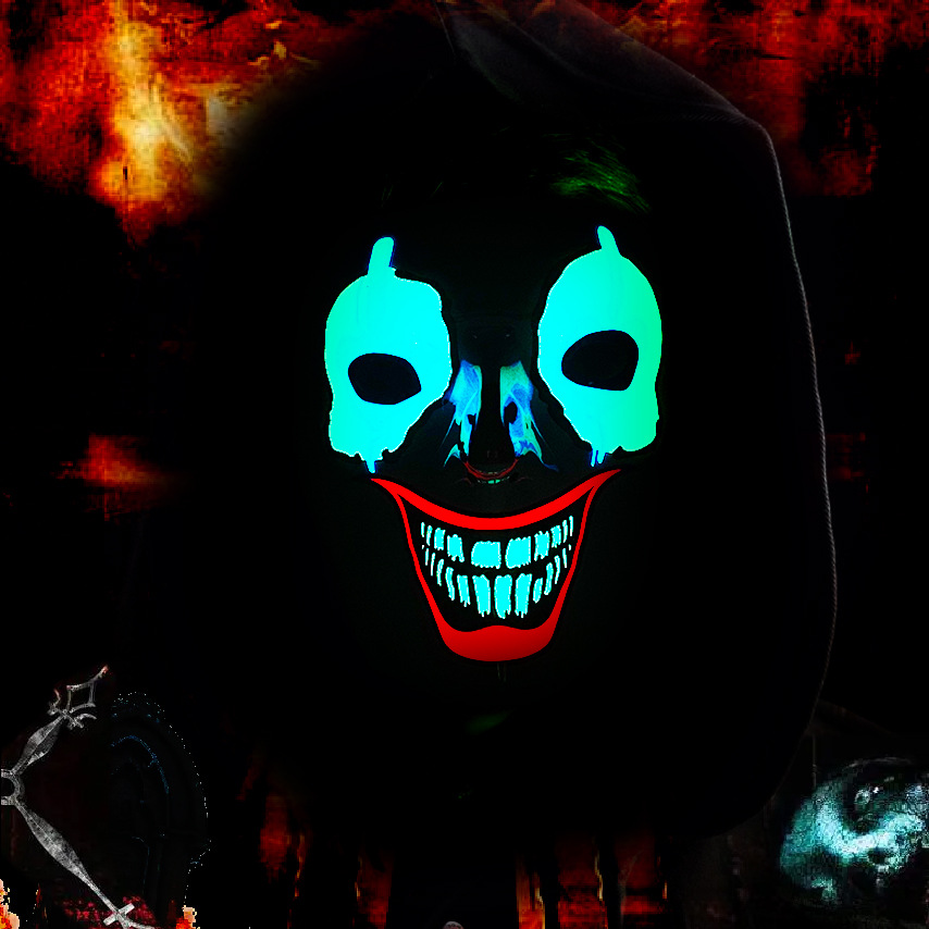 新款3D立體發光面具 LED造型萬聖節舞台派對蹦迪冷光片發光面罩