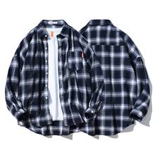 -Hong Kong style spring plaid long-sleeved thin coat loose s