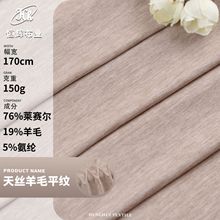 天丝羊毛平纹汗布 150g针织莱赛尔弹力布料 高档轻奢排汗T恤面料