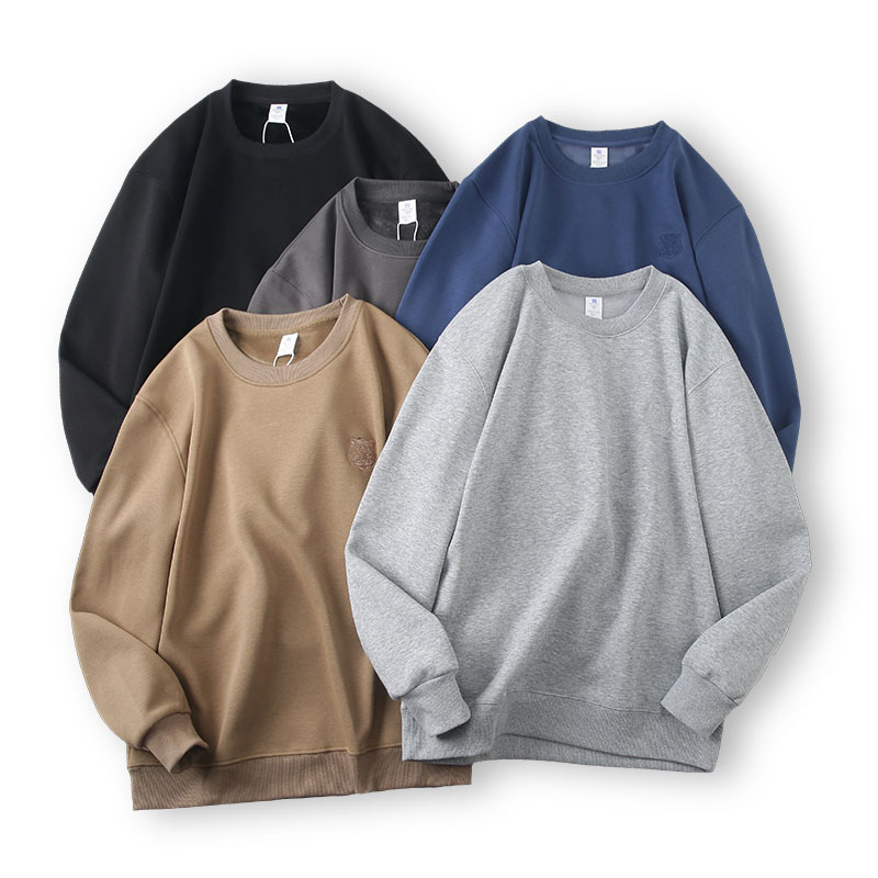 Special price! fleece-lined Warm Men's Autumn and Winter New Arrival Tiger Head Embroidered Round Neck All-Match Simple Pullover Sweat Trendy