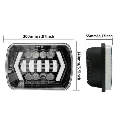7inch Wrangler White and Yellow Dual-Color Off-Road Vehicle Led Headlight Modified External Headlight with Lens Led Car Light (İşçi projektorları) - 7inch-arrows55mm-thin-shell