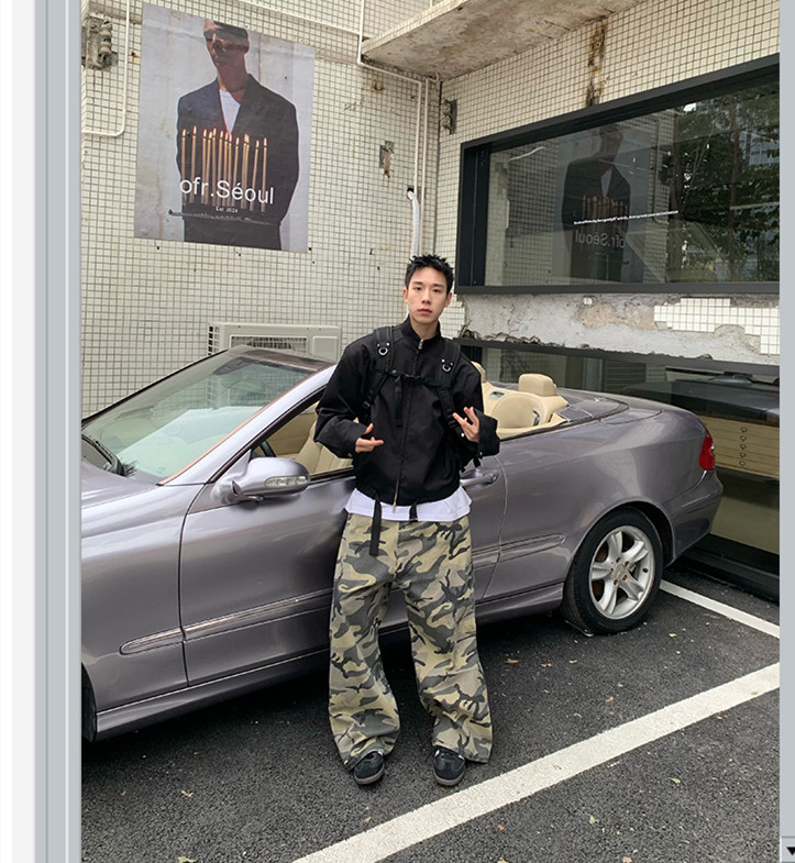 Herren Jeans Mit Camouflage Muster Im Lockeren Loose Fit Schnitt_voghion.com