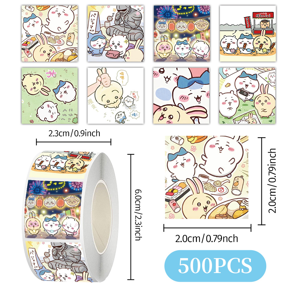Cartoon animado pegatinas rodantes pegatinas seguras para niños no tóxicas materiales de contabilidad de mano decoración de caja de teléfono celular sellado cinta adhesiva