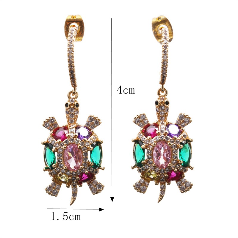 Fashion C Shape Water Drop Heart Shape Copper Earrings Butterfly Zircon Copper Earrings