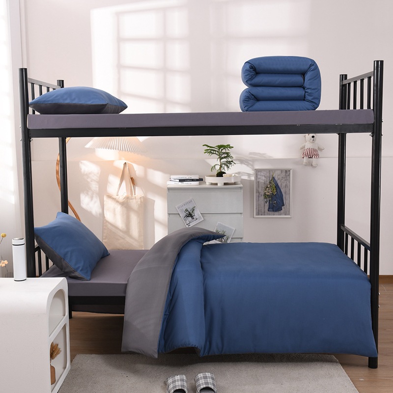 2025新款宿舍六件套水洗棉简约纯色双拼学生三件套上下铺床上用品