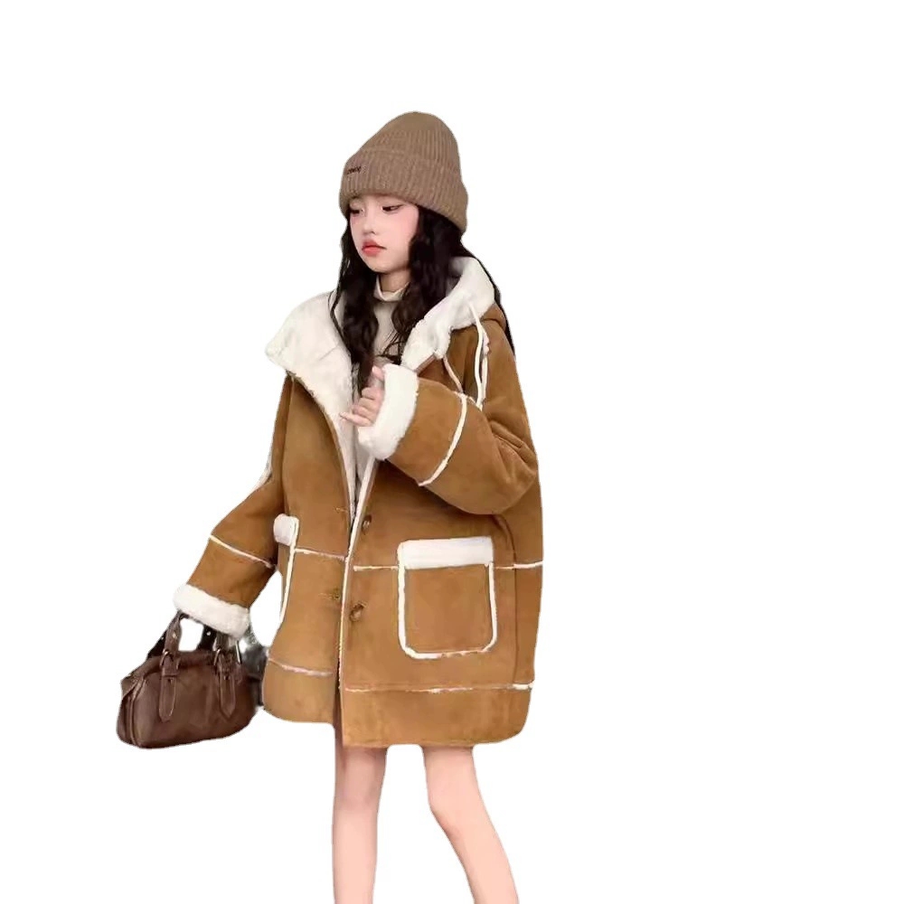Warm long demi-season down jacket, for teenagers, mid-length