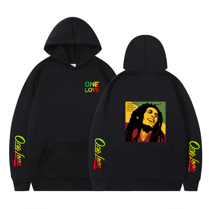 Foreign trade style Bob Marley Bob Marley print sweater with size fleece hoodie hoodie hoodie with fleece