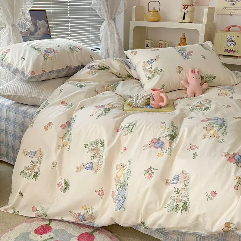 批发ins小清新韩系田园风全棉4件套复古碎花民宿公寓纯棉四件套