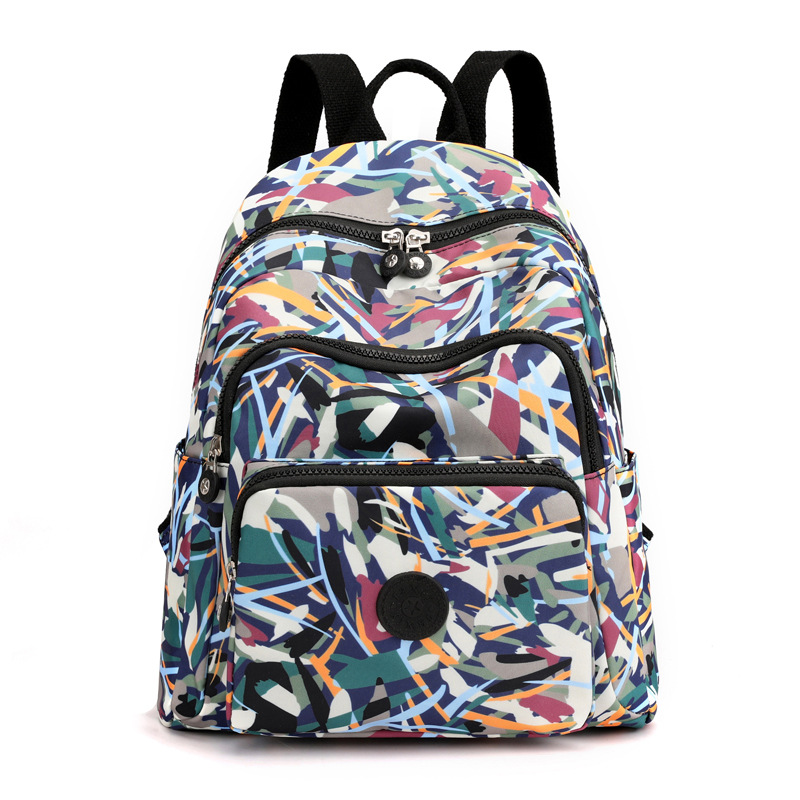 Bolsa de ocio para exteriores, gran capacidad, mochila de viaje versátil de nailon estampada para mujer, mochila de viaje moderna y sencilla