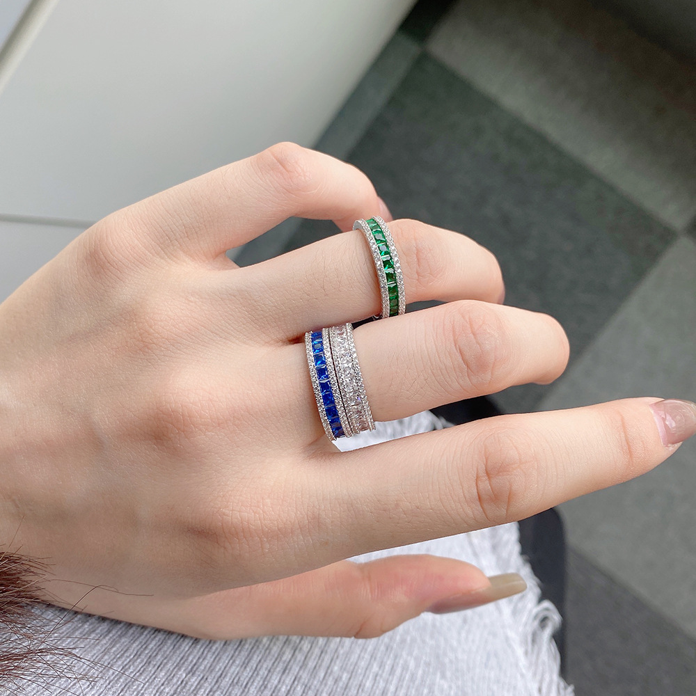 Luxurious Geometric Sterling Silver Plating Zircon Rings