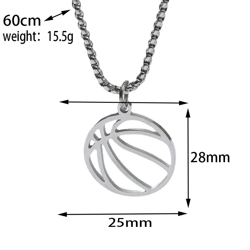 Stainless Steel Smooth Hollow Basketball Pendant Fashion Simple Titanium Steel Necklace display picture 2