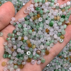 ビルマ玉翡翠A品氷種三彩そろばん玉玉器工芸品diy散珠はアクセサリー卸売りができます。