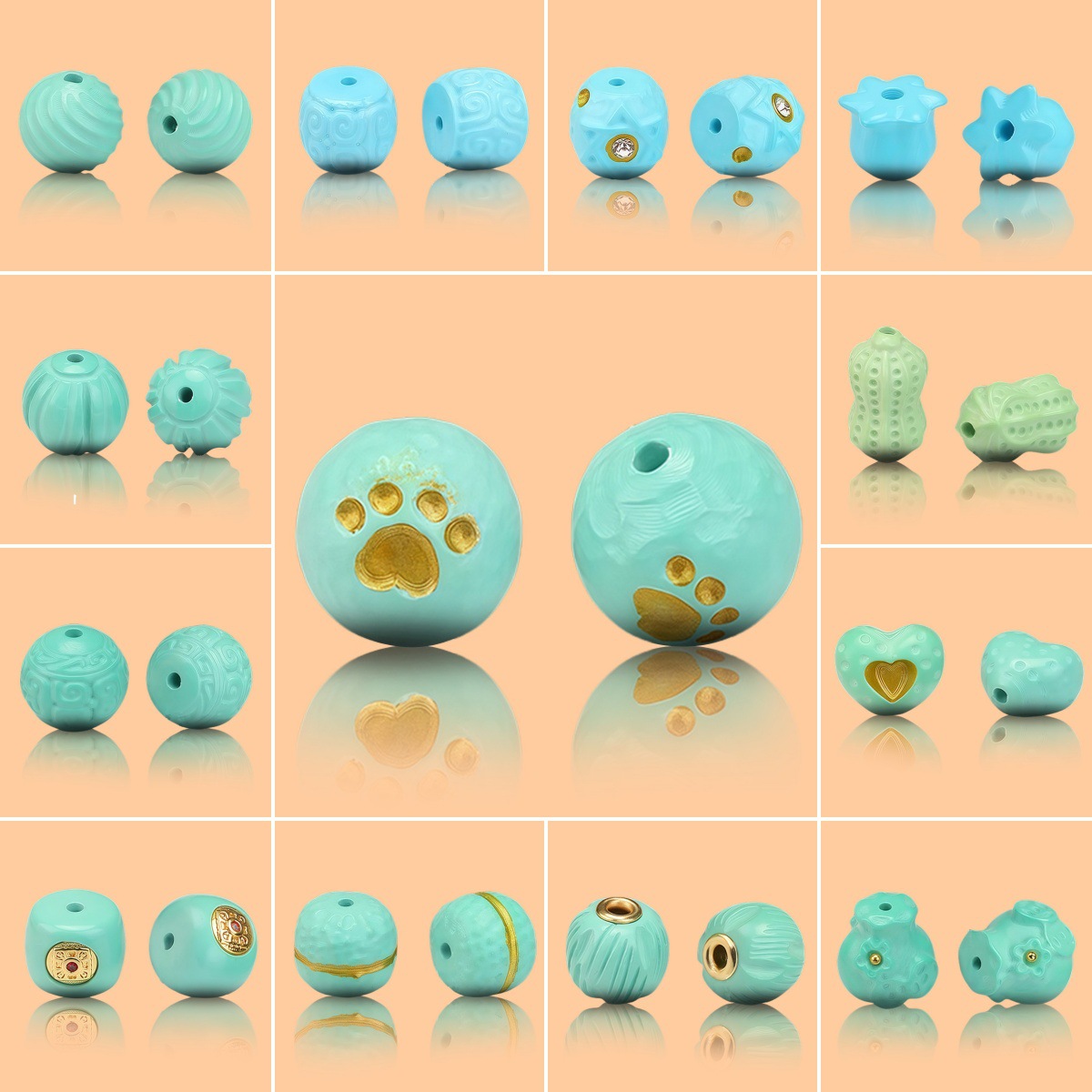 陆仿绿松石散珠镶铜锆石桶珠diy配件天然菱镁矿文玩手链手串配珠