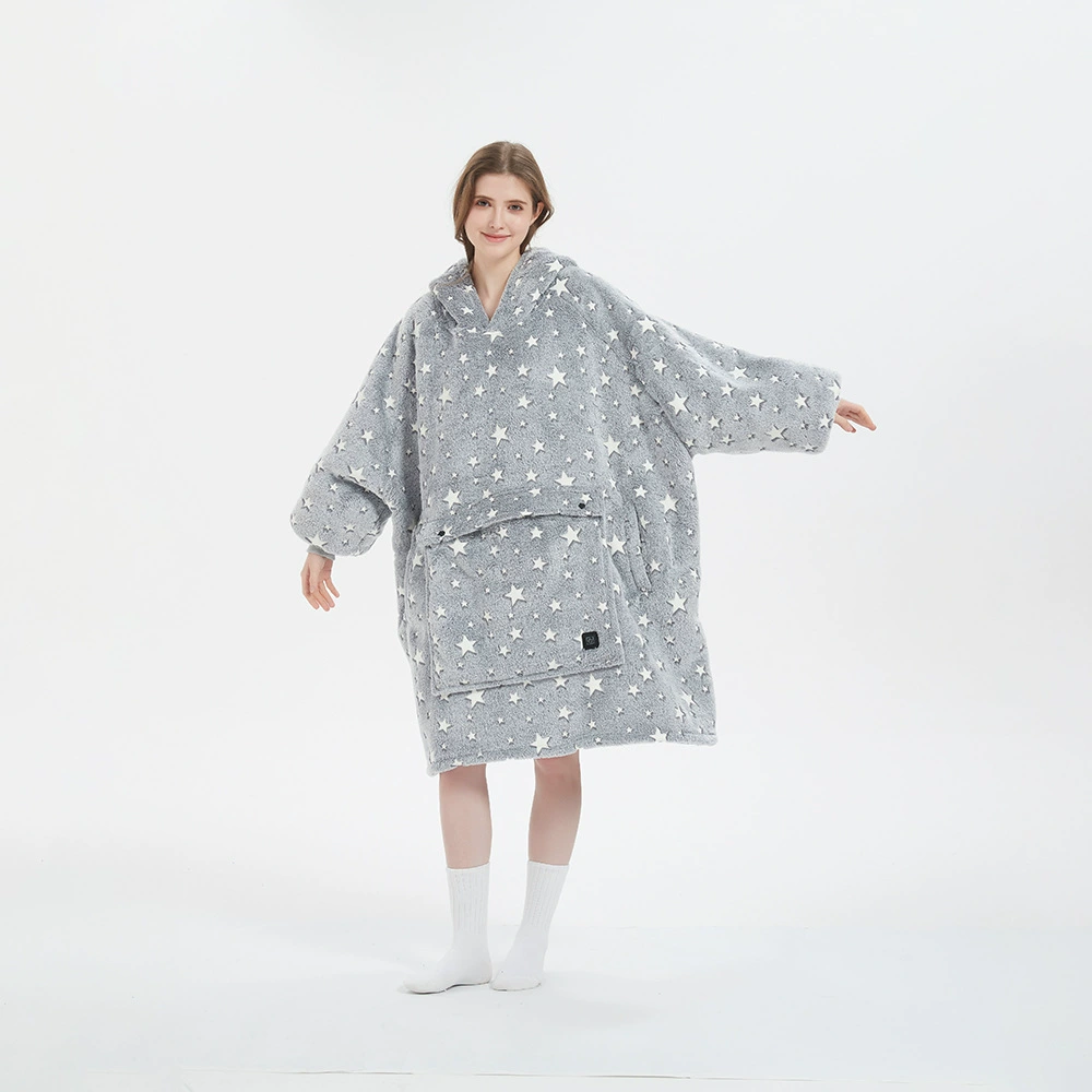  usb heated hooded wearable blanket, 3-zone heating, thickened large size, 5v 2a