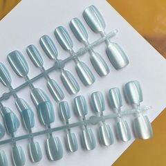 30片手工穿戴美甲冰川藍高級感顯白百搭可拆卸美甲貼片
