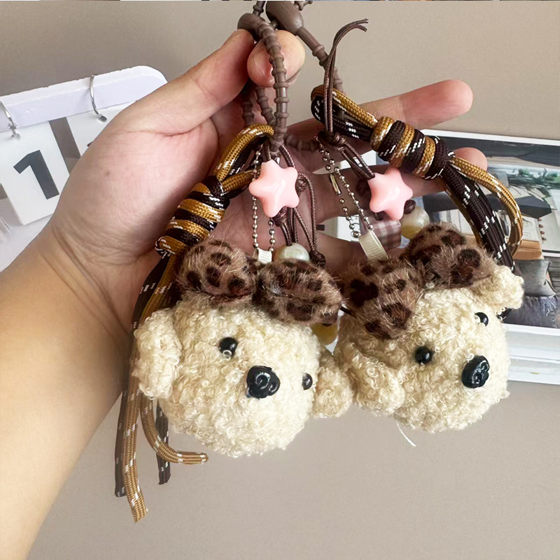 Ins adorable arco peluche osos colgante cadena de cuentas llaveros bolsos colgante accesorios cadena de teléfono móvil al por mayor