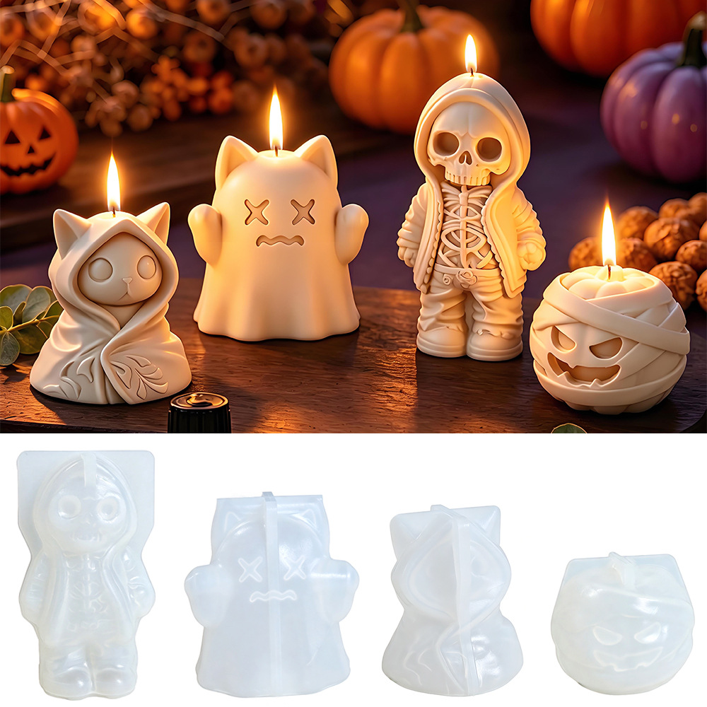 Silicone candle, aromatherapy made of plaster, handle handmade, silicone mold, halloween, DIY