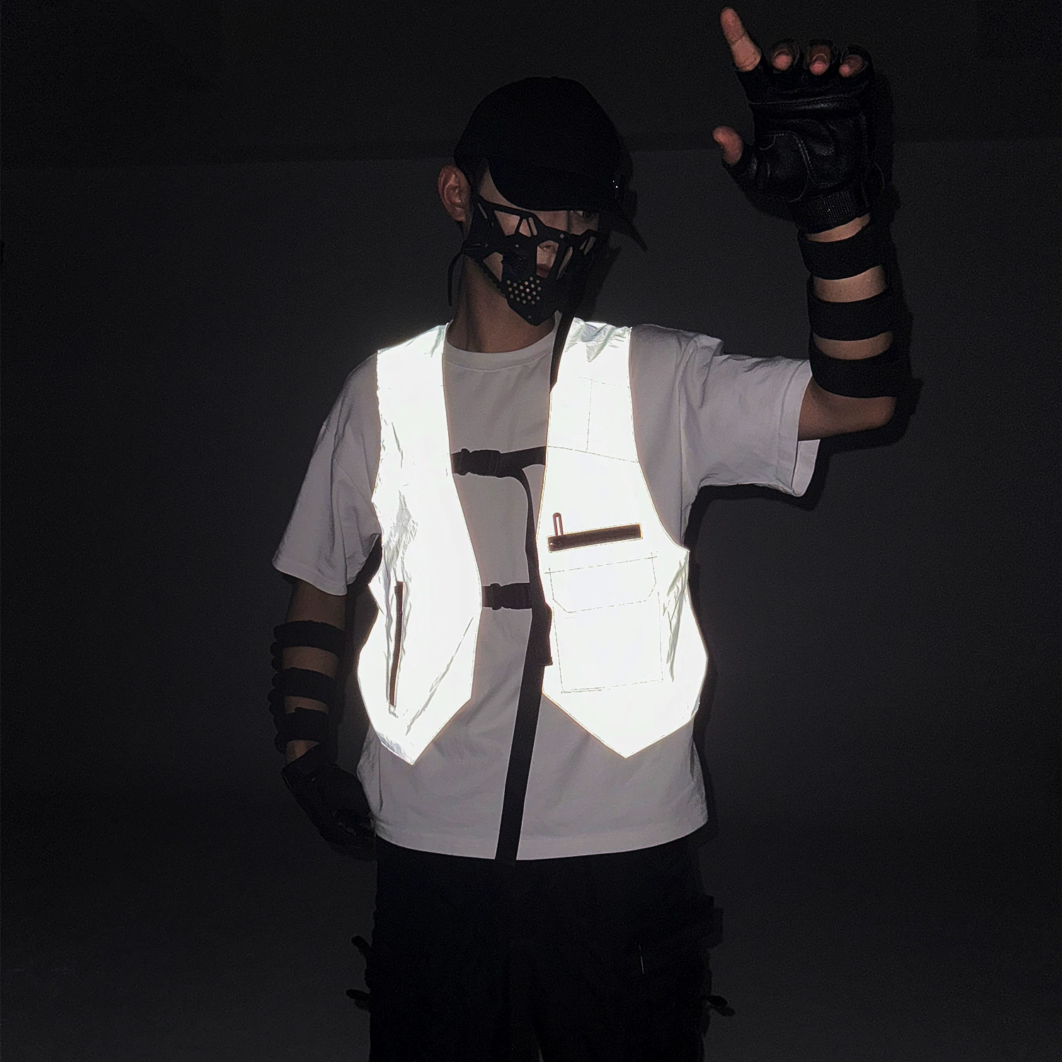 Guochao High Street Worchset тактический светоотражающий жилет для мужчин и женщин хип-хоп хип-хоп без рукавов