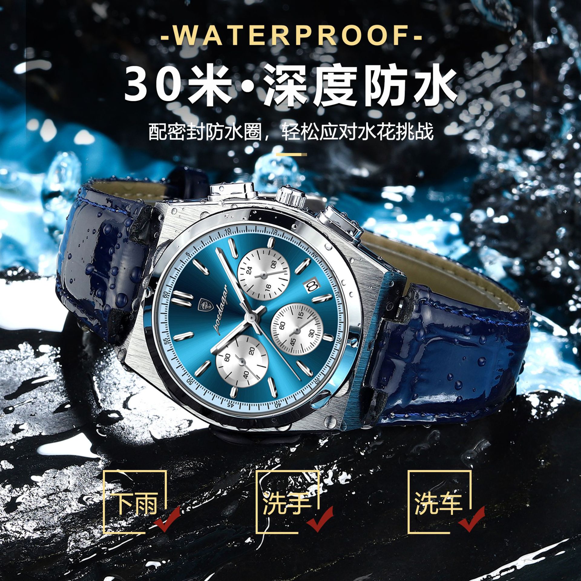 Nuevo reloj multifuncional para hombre de la marca suiza, cinturón, reloj de cuarzo ultrafino, transmisión en vivo, estilo explosivo de comercio exterior, entrega de una pieza