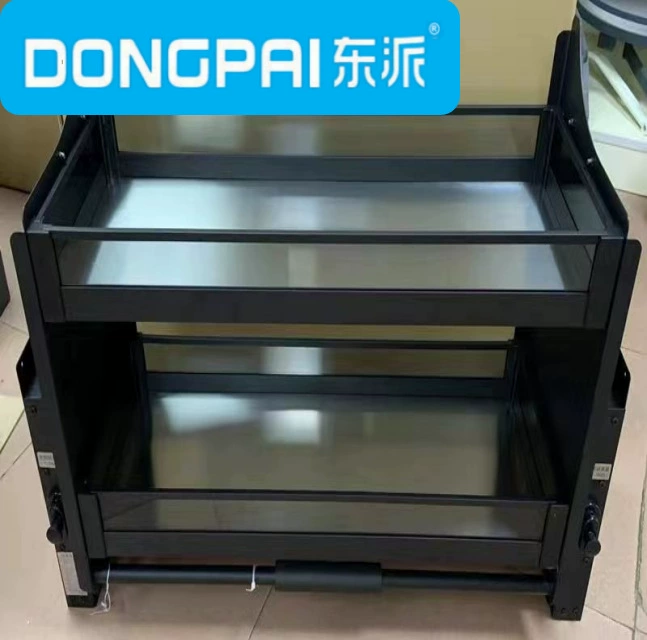 Шкаф-органайзер для кухни и ванной DONGPAI East Pie — кухонный шкаф, черный алюминиевый сплав, поднимающийся выдвижной механизм