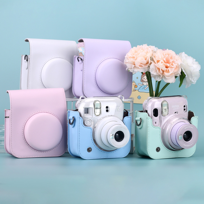 Polaroid Mini12/11 Can Be Used as a Case, Solid Color Button Style Pu Camera Bag, Versatile Casual Camera Storage Bag
