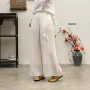 新款夏季双层松紧腰阔腿裤