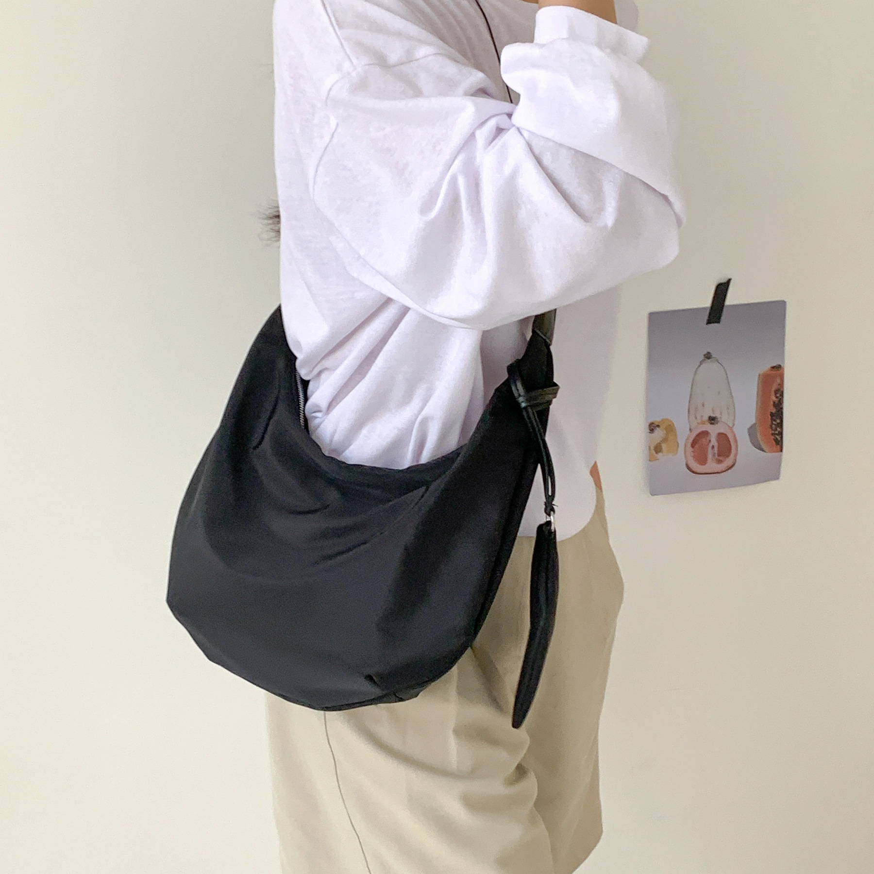 Borsa a tracolla in nylon da donna grande per uso quotidiano_voghion.com