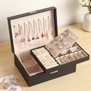 Large Capacity jewelry box earrings necklace jewelry storage box multi-layer cosmetic case portable small jewelry box
