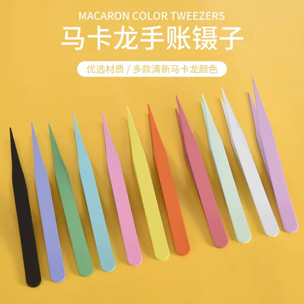 False eyelash tweezers 113, fully spray-painted colorful tweezers, Guka tweezers, metal adhesive bag stickers, straight and curved tips in bulk