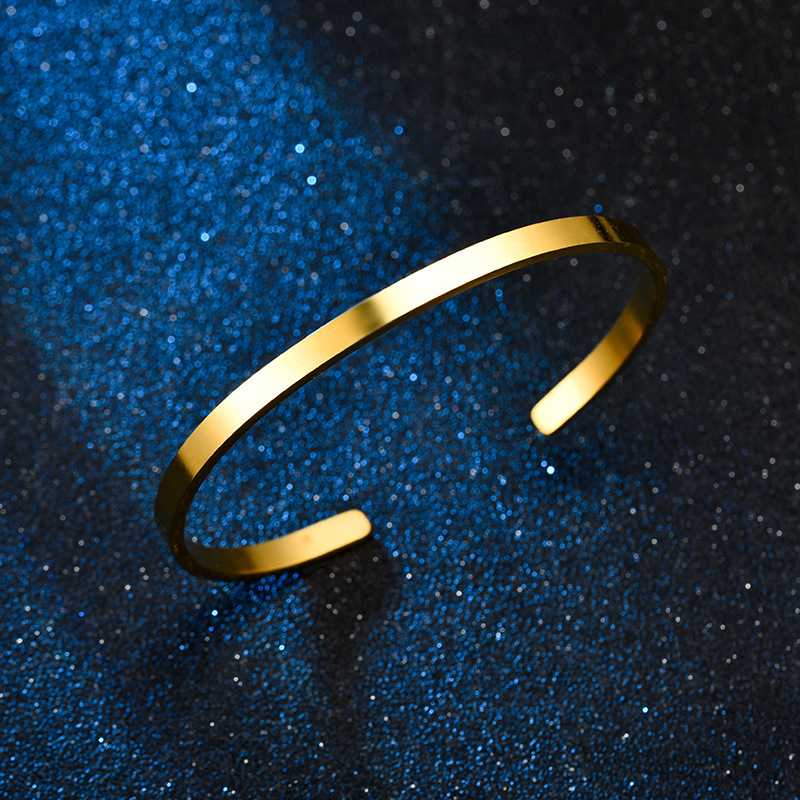 Titanium Steel Material Casual Simple Style C Shape Solid Color Titanium Steel Polishing Plating Cuff Bracelets