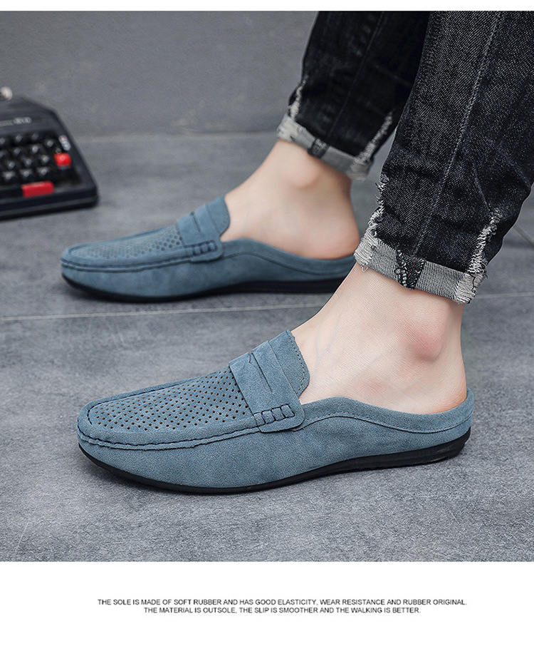 Men's loafers half support breathable closed toe slip-on loafers slip-on half slippers men's heel-free loafers men_voghion.com