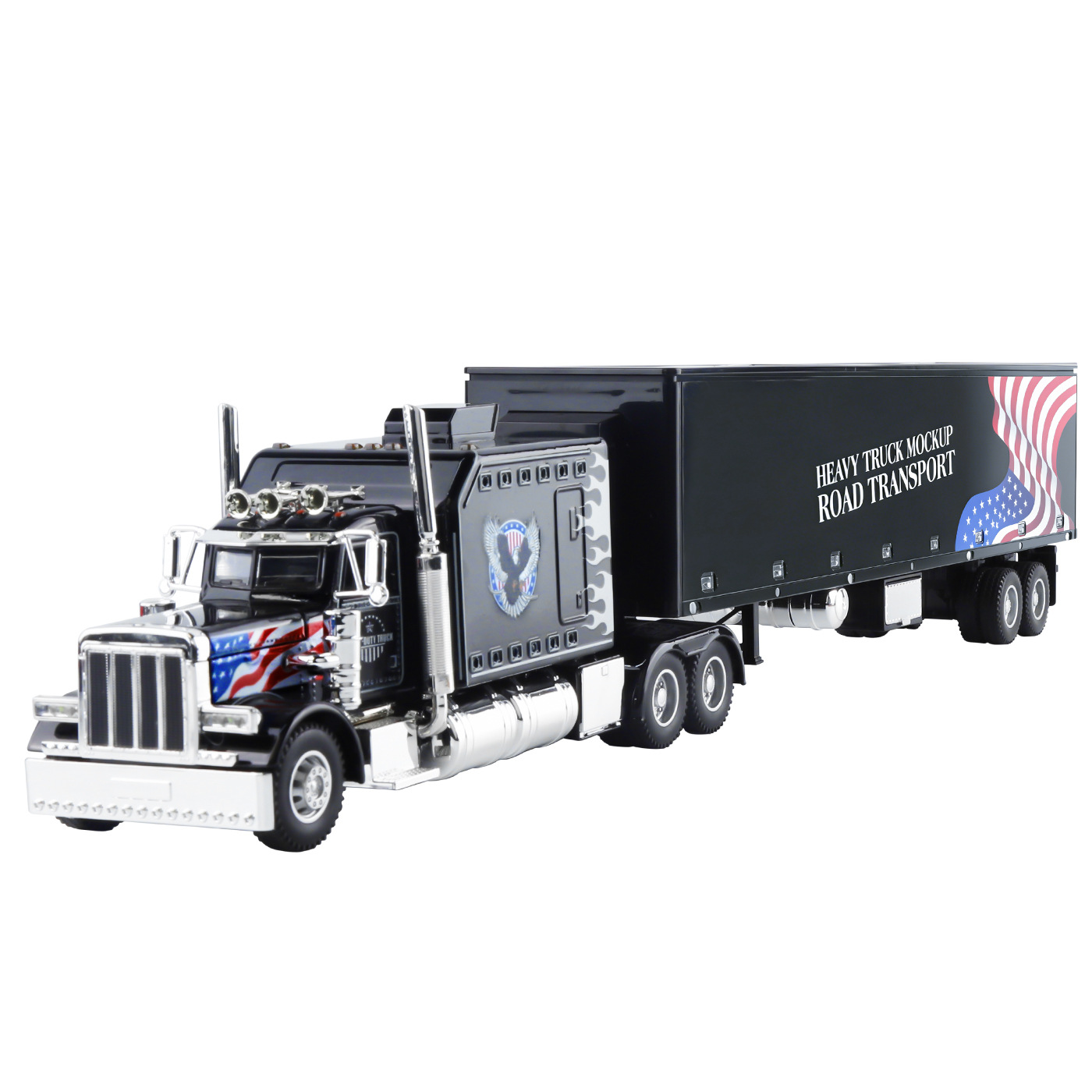 1: 24 camión pesado americano Peter Beult 389 modelo de aleación de automóvil de eco sonido y luz estilo americano regalo de cumpleaños para niños