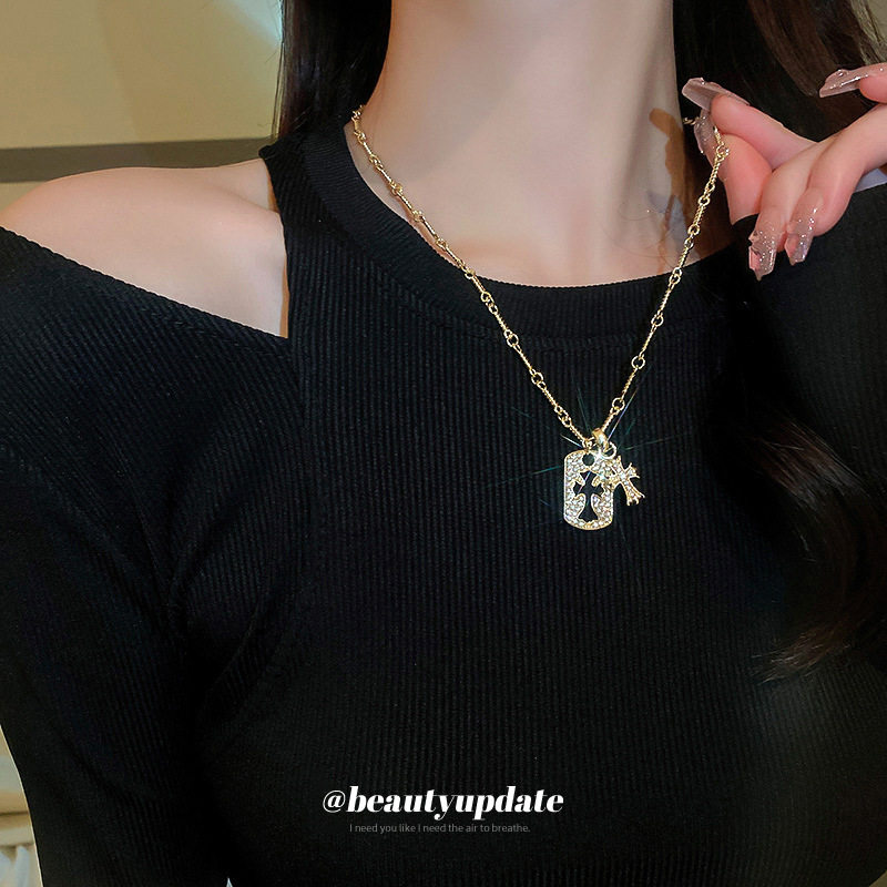 Corea del Sur diamante Cruz collar nicho diseño metal frío estilo clavícula cadena suéter cadena personalidad temperamento collar