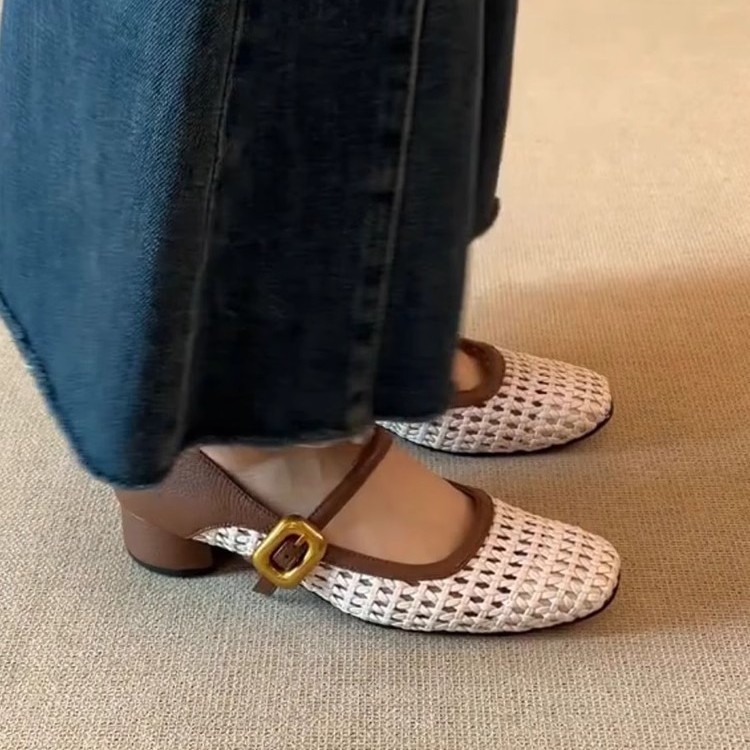 Vintage mary jane pumps voor dames van leer met blokhak_voghion.com