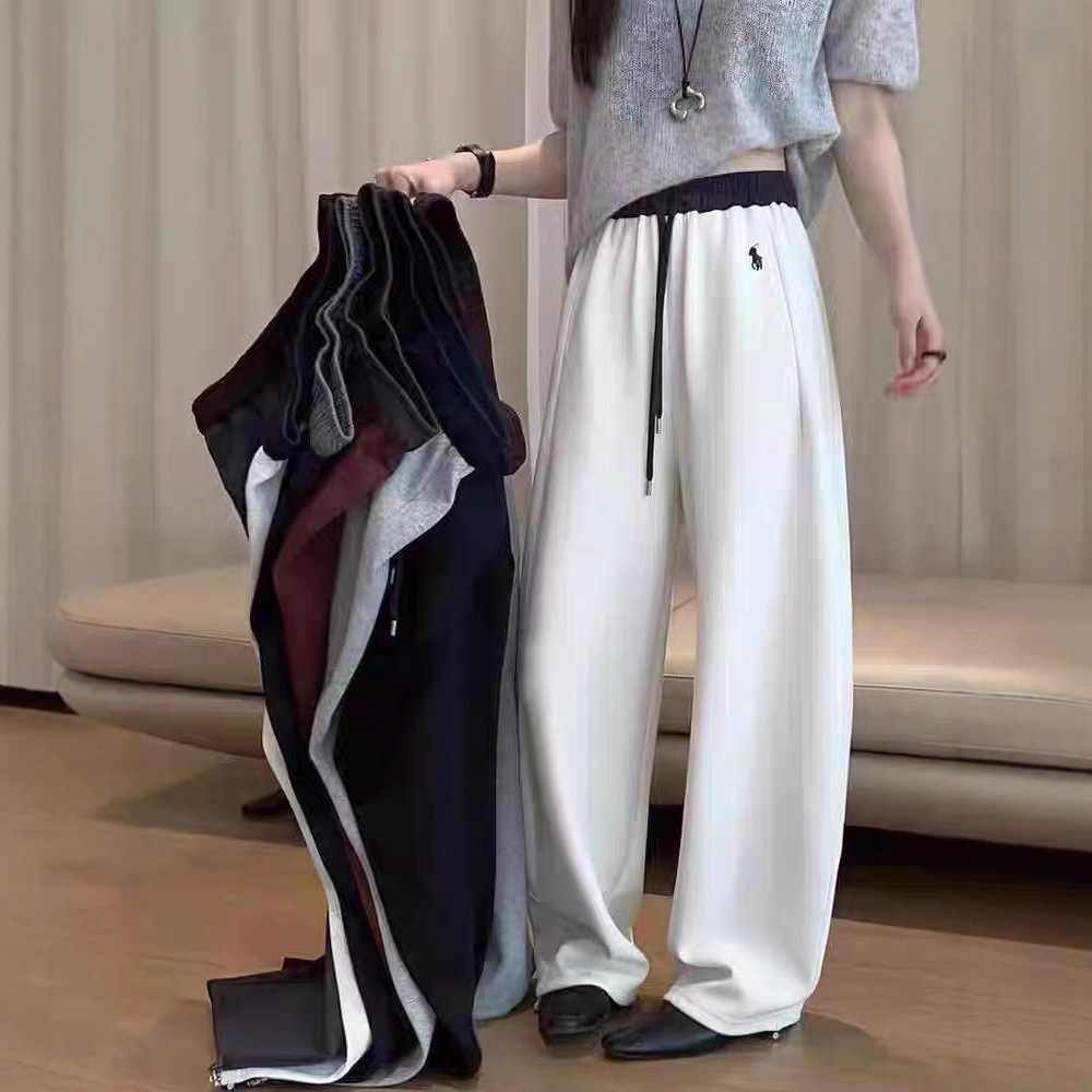 【现货】2025秋冬美式弯刀休闲裤刺绣高腰宽松直筒阔腿裤女两穿裤