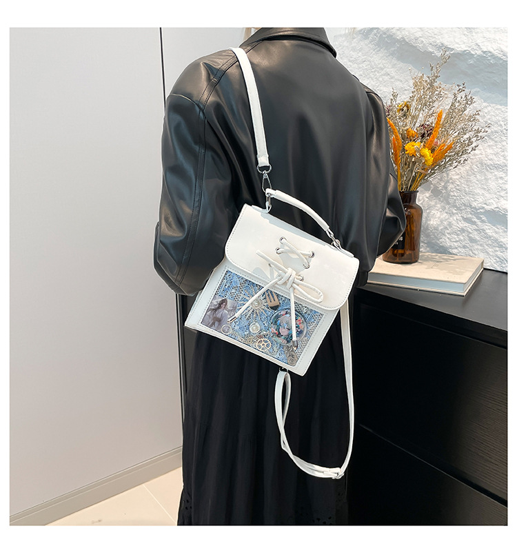 540g Weight Synthetic Leather Lining Material Sewing Thread Fashion Element Magnetic Buckle Closure Type Double Shoulder Straps Strap Type Functional Backpack Bags Type Casual, Daily Occasion Pu Leather Material Women's Backpack Backpack Color Block Pattern All Seasons Season Women's Gender Cute, Streetwear Style Square Shape Color Block Casual Daily Women's Backpack Functional Backpack 18