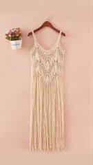 Ethnic Storm Semiyama Medium to Long Hand-woven Knitted Strap Fringe Lijiang Vacation Photo Blouse Women's