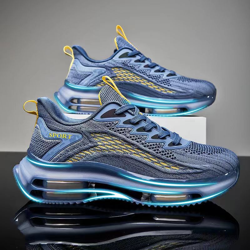 Men's Shoes Summer and Autumn New Full-Length Air Cushion Running Shoes Trendy Non-Slip Shock-Absorbing Casual Sports Shoes Summer Dad Trendy Shoes