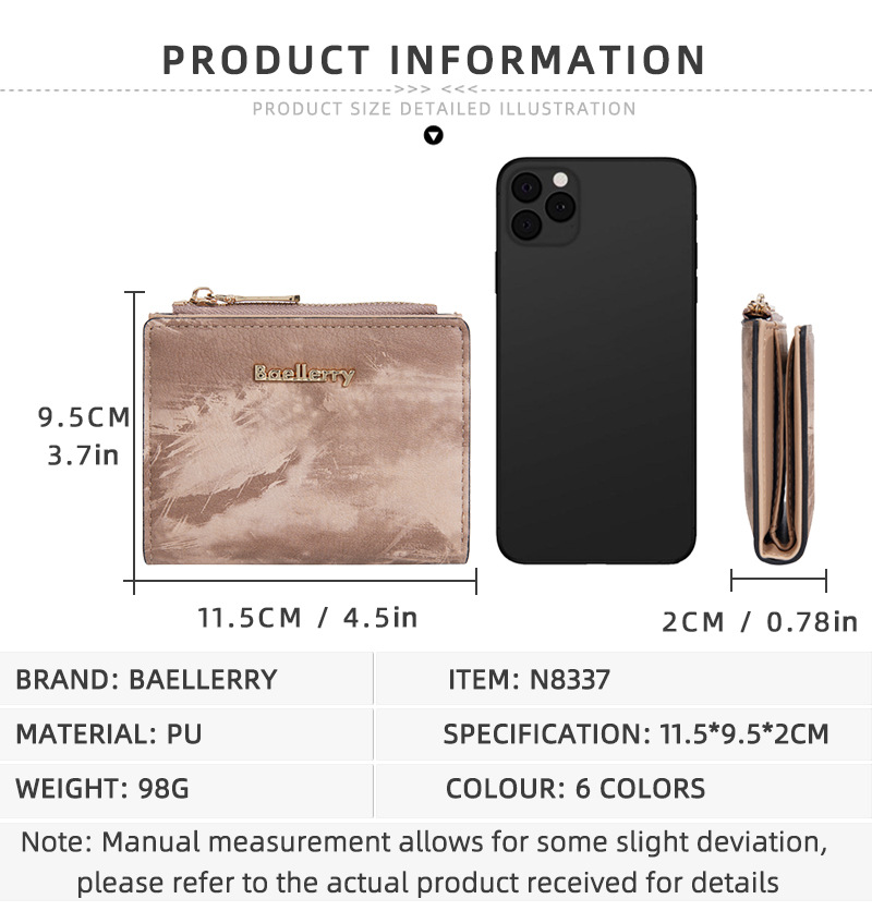 Geldbörse: Neue, kurze Geldbörse für Damen im Tintenmalerei-Stil, Münzfach für mehrere Karten, durchgehendes Geldscheinfach und Seitentaschen mit Reißverschluss für Münzen und Ringe._voghion.com