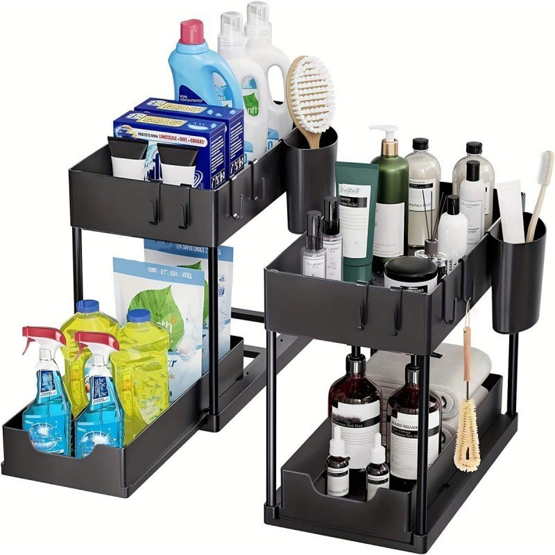 Transfronterizo TEMU Amazon estante de almacenamiento deslizante estante de almacenamiento tipo extracción estante de almacenamiento de lavabo de cocina de baño