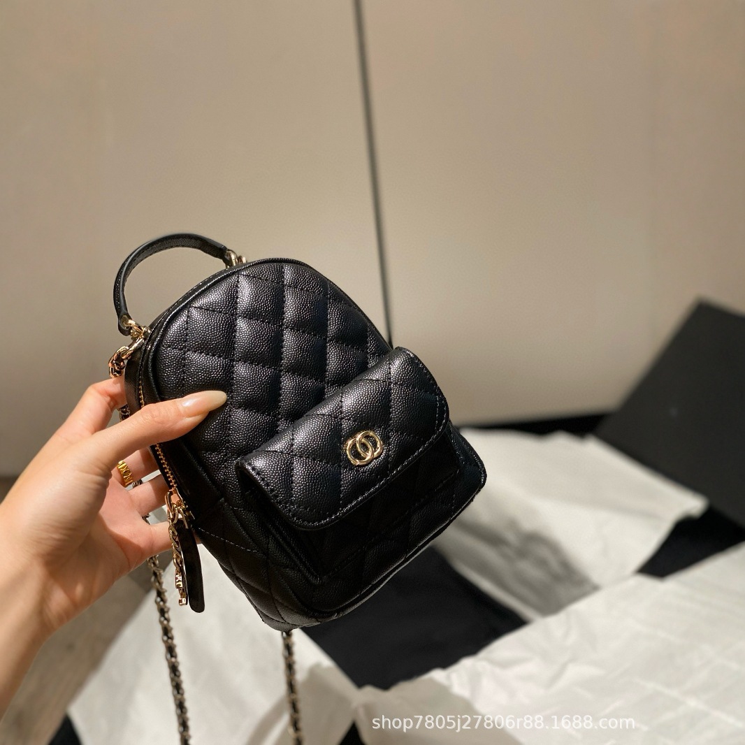 小香风包包菱格链条包迷你双肩包牛皮可爱小背包24c书包批发外贸