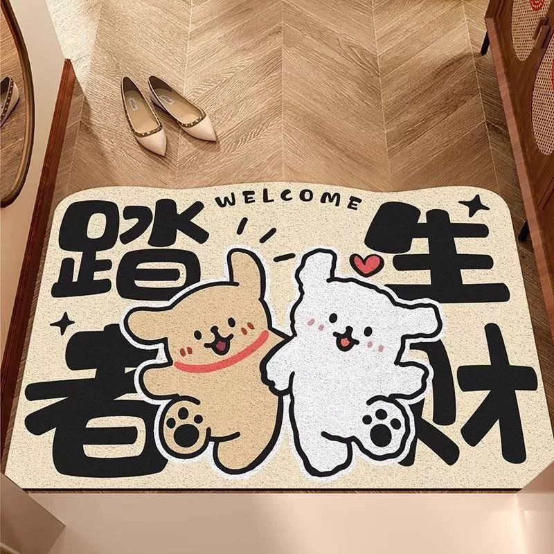 Мультяшные линии щенка вступления в дом шелковые коврики противоскользящие коврики коврики для ног устойчивы к грязи могут быть вырезаны в дверной ковер