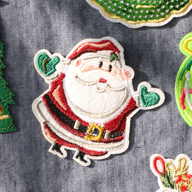 コンピュータ刺繍マーククリスマススパンコール雪だるまダウンジャケット補修破れ穴パッチ装飾デカール刺繍布パッチ|undefined