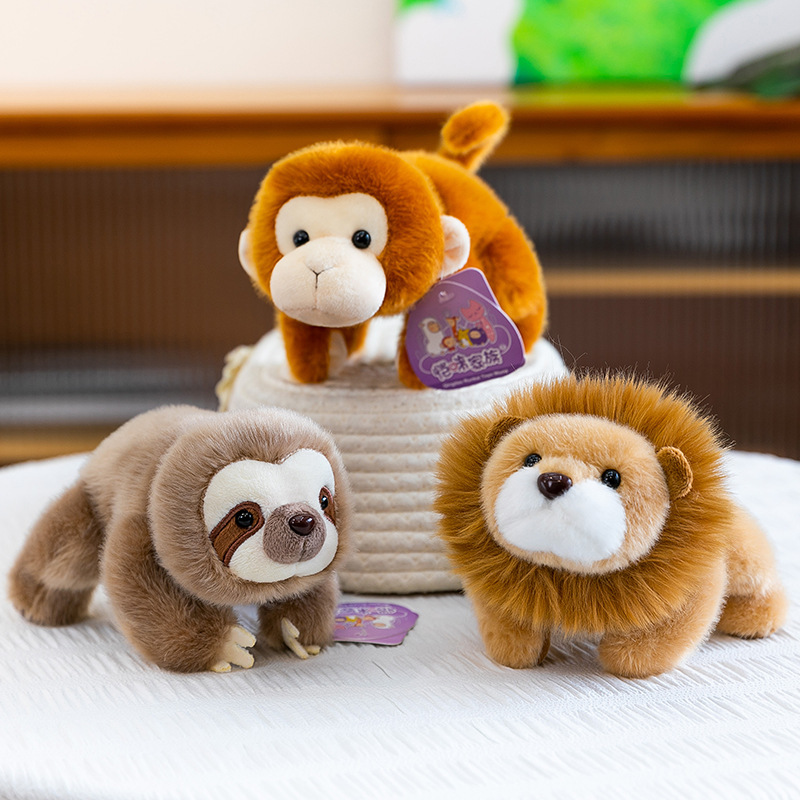 Cartoon Three-Position Panda Palm-Sized Sloth Plush Toy, White Sheep Learning Companion, Wedding Throw Toy, Cross-Border Monkey Wholesale