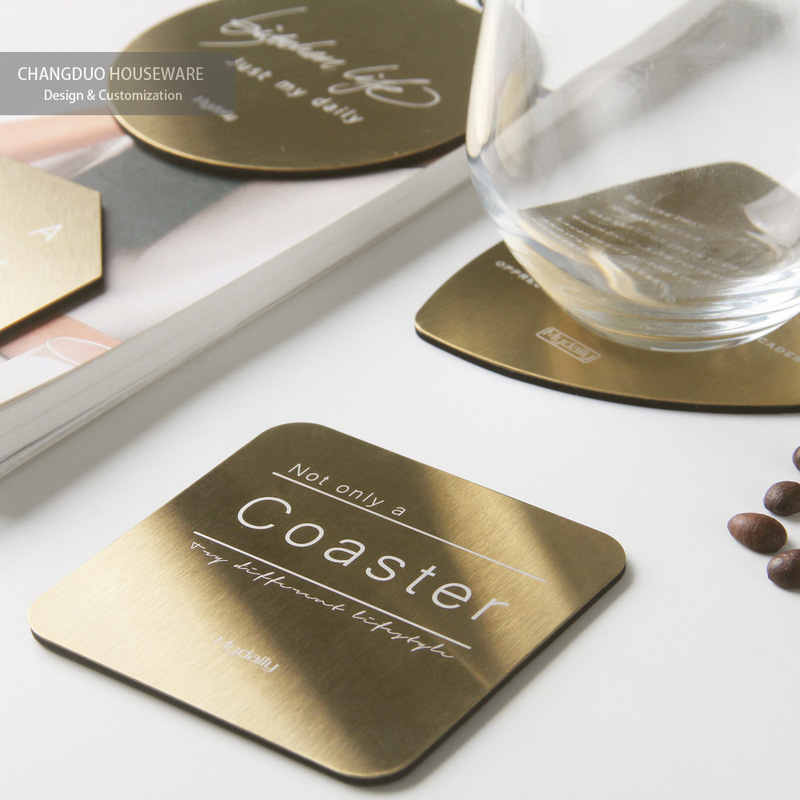 Customized Ins Stainless Steel Electroplated Gold Coaster Insulated Magnetic Manicure Tray Practice Plate Placemat Restaurant Hotel Bar