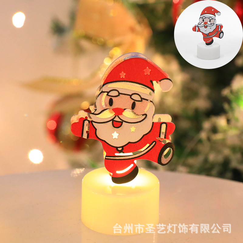 Nuevas velas electrónicas transfronterizas árbol de Navidad Papá Noel lámpara muñeco de nieve velas creativas decoración de luces nocturnas image 7