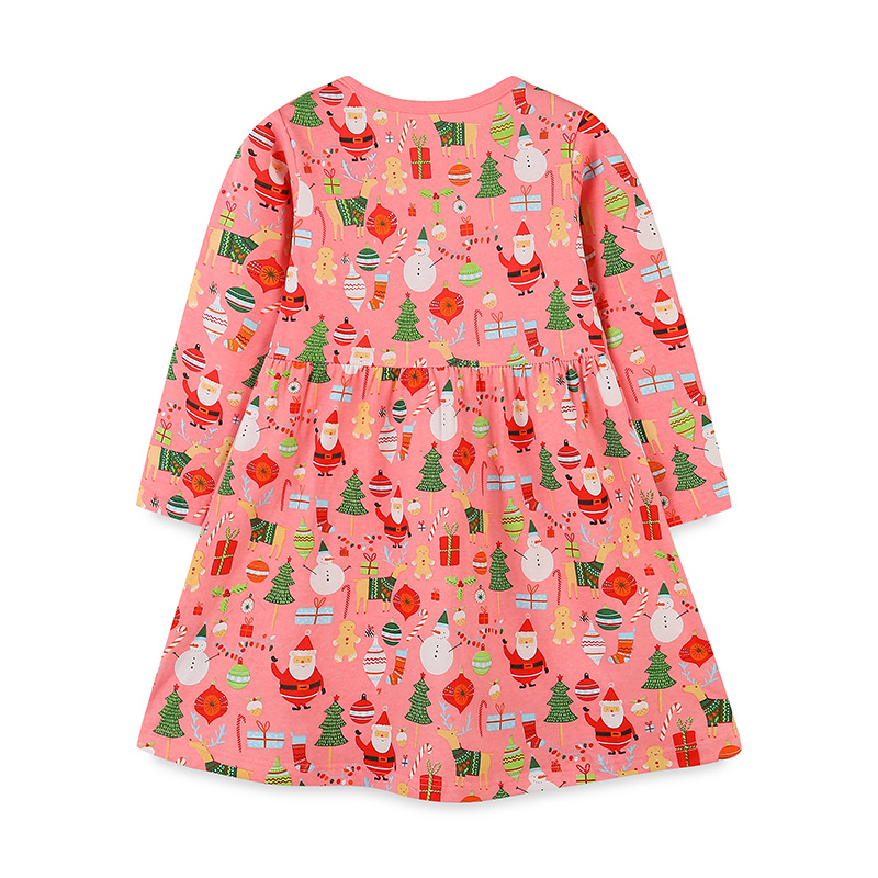 Vestido de manga larga para niñas, estilo otoño, de algodón tejido, estilo navideño de dibujos animados, vestido de princesa, estilo europeo y americano, vestido infantil