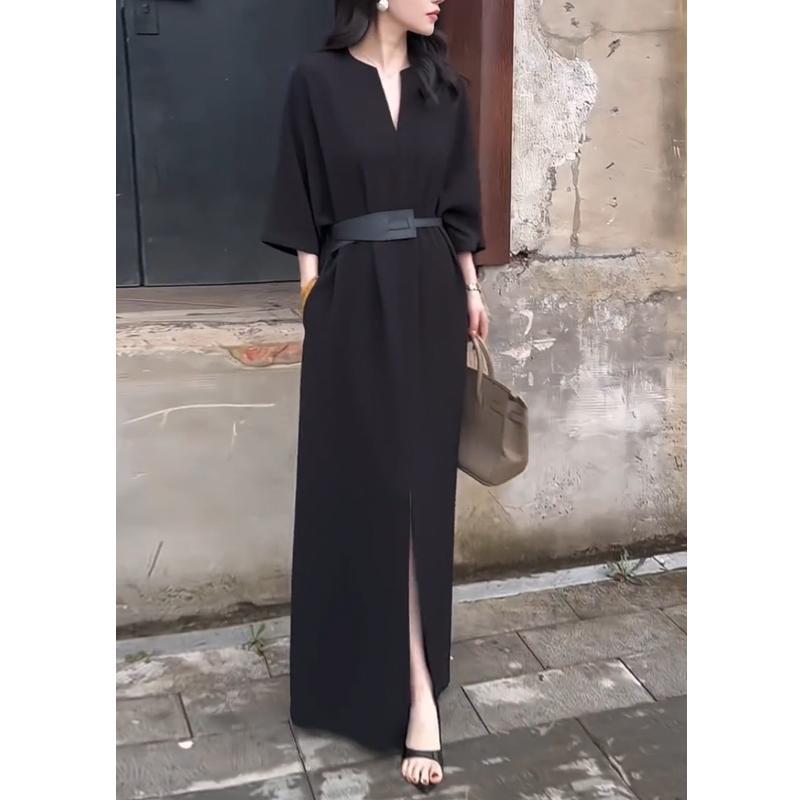 爆款女装法式气质V领中袖连衣裙女装2025秋季新款百搭老钱风裙子